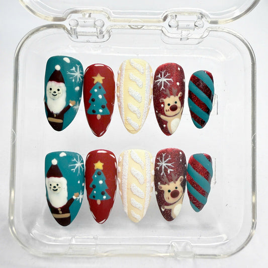 Christmas Hand Painted Press-On nails