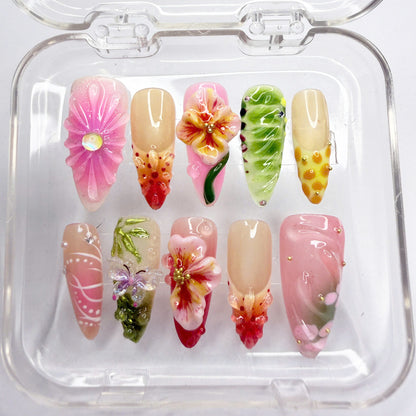 3D Fairy Tale Flower Press-On nails