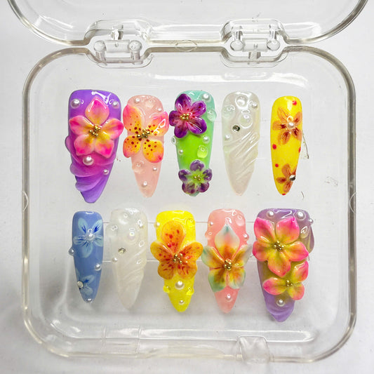 3D Floral Press-On nails